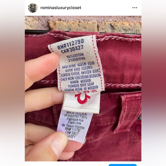 True Religion Skinny maroon Jeans - Picture 4 of 9